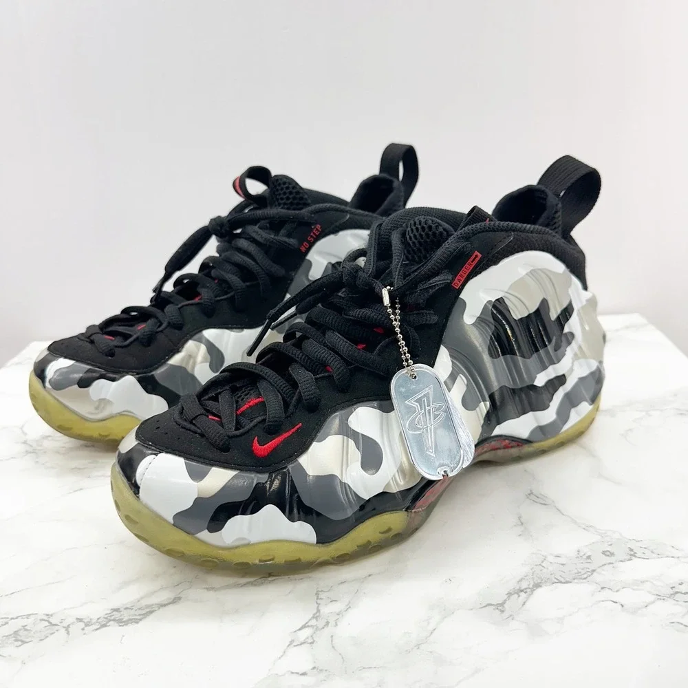 Nike Air‎ Foamposite One PRM Mens 7.5 White Camo Good Fighter Jet 575420-001